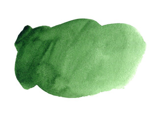 Fototapeta premium Dark green watercolor art hand paint on white background isolated, brush texture for text or logo