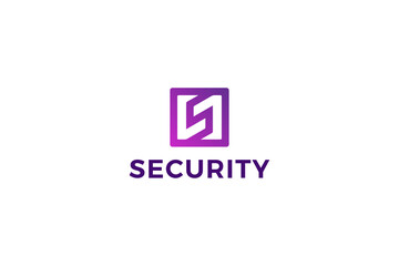 Letter S purple color security logo in a square box