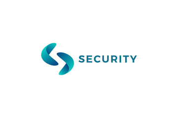 Letter S 3d blue color modern security logo