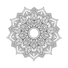 Ornamental luxury mandala pattern. Black complex doodle mandala on a transparent background, for printable coloring