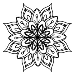 Ornamental luxury mandala pattern. Black complex doodle mandala on a transparent background, for printable coloring