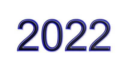 blue 2022 number 3d effect white background