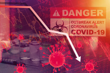 Economic recessions financial down impact from Corona virus (COVID-19) Pandemic and business lockdown graphic design concept.