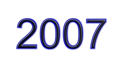 blue 2007 number 3d effect white background