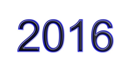 blue 2016 number 3d effect white background
