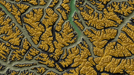 Yellow Black Digital Elevation Model in Northwest Territories, Canada