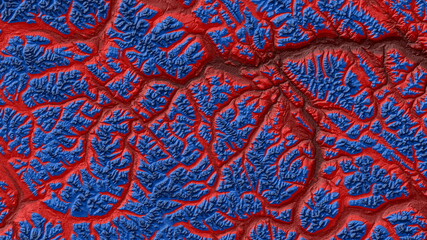 Red Blue Digital Elevation Model in Northwest Territories, Canada