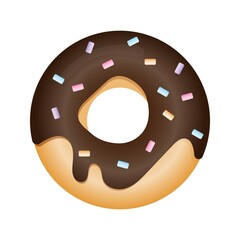 Vector illustration of a donut in chocolate glaze. 