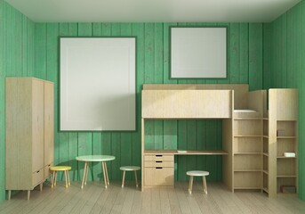 Office with desk and wall, 3d style