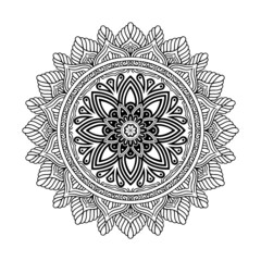 Ornamental luxury mandala pattern. Black complex doodle mandala on a transparent background, for printable coloring