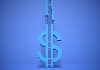 US dollar inflation. concept of financial crisis with money ladder. 3d render