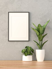 Living room wall photo frame with flower vase, 3D style