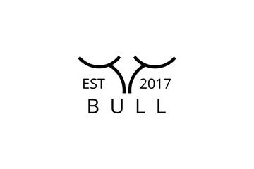 minimal bull head logo design with simple line style.