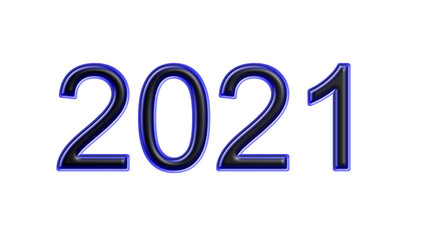 blue 2021 number 3d effect white background