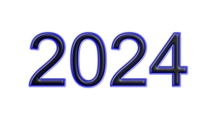 blue 2024 number 3d effect white background