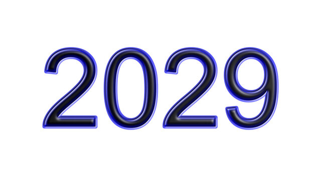blue 2029 number 3d effect white background