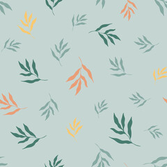 Seamless pattern of white tropical leaves