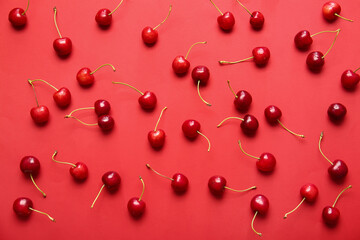 Tasty ripe cherry on color background