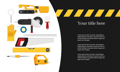 Repair and construction horizontal banners with tools icons.