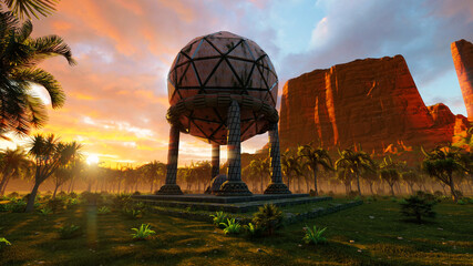 Image of an artifact in the jungle 3D illustration © Sergey Drozdov