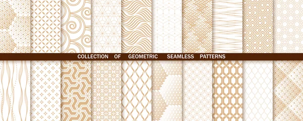Kissenbezug Geometric set of seamless gold and white patterns. Simple vector graphics © ELENA
