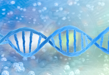 DNA strend on scientific background. 3d illustration.