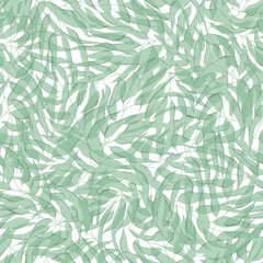 Floral seamless with hand drawn color leaves. Cute autumn background. Tropic green branches. Modern floral compositions. Fashion vector stock illustration for wallpaper, posters, card, fabric, textile