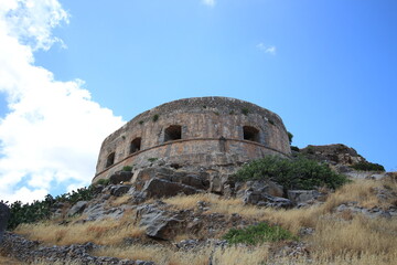 Fototapeta premium Abandoned old fortress and former leper colony, island Spinalonga, Crete, Greece.