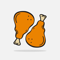 Hand drawn  Chicken leg  icon Design Template. vector sketch doodle illustration. Perfect for brochures, banner, packaging menu and market