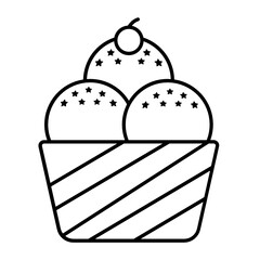 Ice Cream Cup Large With Meal and decorated with Cherry Concept Vector Icon Design, US Independence Day Symbol, USA federal holiday Sign, Memorial or Patriot Day Stock illustration