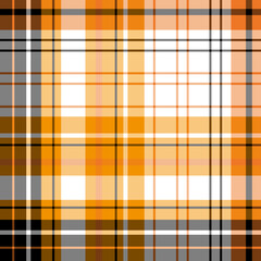 Seamless pattern in black, orange and white colors for plaid, fabric, textile, clothes, tablecloth and other things. Vector image.