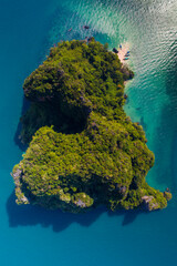 Surrounding Islands of Koh Yao Noi, Thailand islands in the background, three points of the island in a tropical ocean with beaches and copy space for text holiday destination