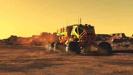 image of a rover on Mars 3D illustration