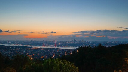 Sunset scenery of downtown Istanbul, Turkey