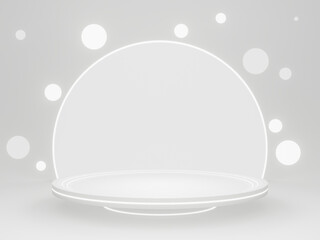 3D rendered white rounded product stand.