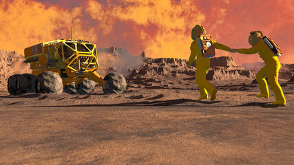 image of a sandstorm on Mars 3D illustration
