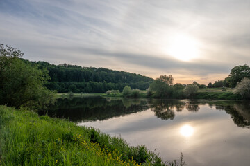 Fototapeta na wymiar Landscape on river Weser, Germany ..