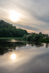 Landscape on river Weser, Germany ..