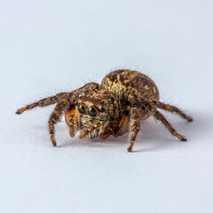 Salticidae Jumping Spider on Clear white background isolated subject in Thailand