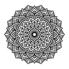 Ornamental luxury mandala pattern. Black complex doodle mandala on a transparent background, for printable coloring