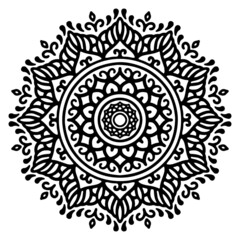 Ornamental luxury mandala pattern. Black complex doodle mandala on a transparent background, for printable coloring