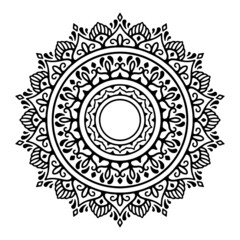 Ornamental luxury mandala pattern. Black complex doodle mandala on a transparent background, for printable coloring