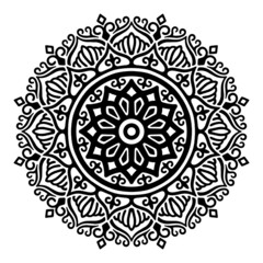 Ornamental luxury mandala pattern. Black complex doodle mandala on a transparent background, for printable coloring