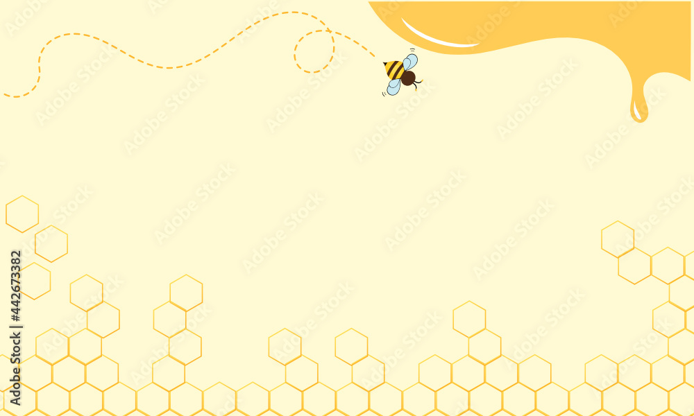 Canvas Prints honeycomb with bee cartoons on yellow background vector illustration.