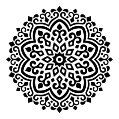 Ornamental luxury mandala pattern. Black complex doodle mandala on a transparent background, for printable coloring