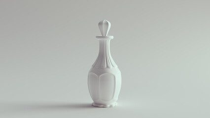 White Glass Decanter Elegant Bottle 3d illustration render
