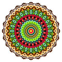 Circle pattern petal flower of mandala with multi color,Vector floral mandala relaxation patterns unique design with white background,Hand drawn pattern,concept meditation and relax
