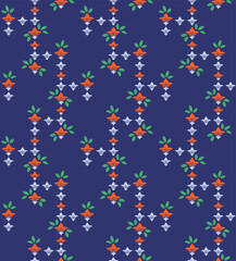 apanese Cute Red Flower Bud Vector Seamless Pattern