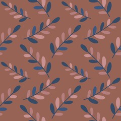 Seamless pattern of flowers on a brown background
