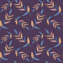 Seamless pattern of flowers on a purple background
